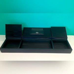 Bosca 3 compartment desk organizer; Bosca leather desk organizer NIB